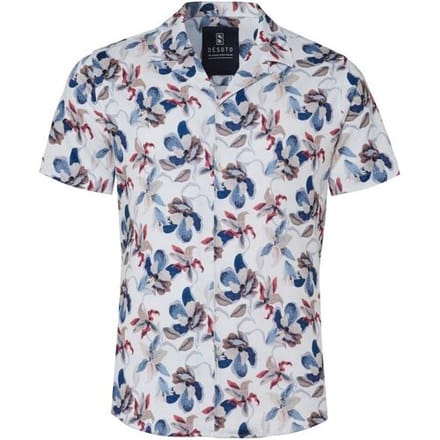 Desoto Overhemd Lido Casual Flower Pattern Rood-Blauw / male