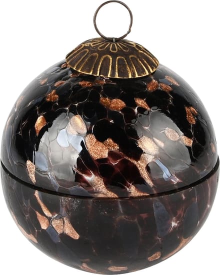 Dekoratief | Kerstbal pot m/deksel 'Blurred Brown', glas, 10x10x11cm | A238006