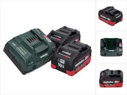 Metabo 18 V basisset 2x accu 10,0 Ah LIHD + ASC 145 oplader CAS-systeem