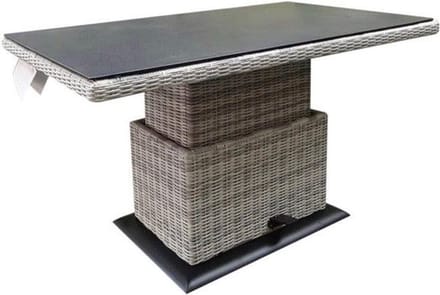 Miami lounge-diningtafel 130x75xH47-71 cm in hoogte verstelbaar wit grijs