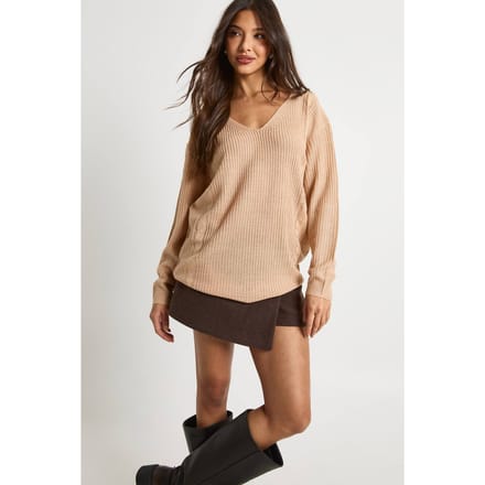 boohoo Dames V-hals oversized trui | Rose | Maat: Medium