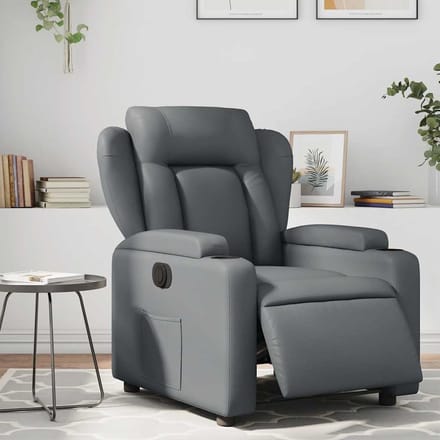 vidaXL - Fauteuil - verstelbaar - elektrisch - kunstleer - grijs