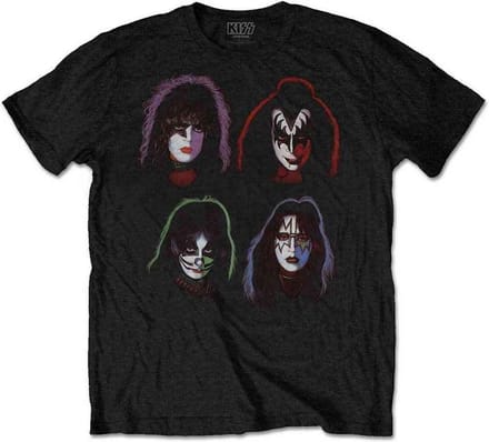 Kiss - Faces Heren Tshirt - S - Zwart
