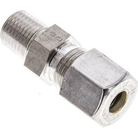 1/4'' NPT Buitendraad x 8S RVS Rechte Knelfitting 630 Bar DIN 2353 - FL2S-MO-ST-014N-08-S