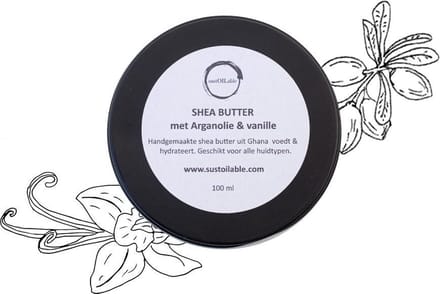 Set shea butter met arganolie en vanille 10 ml blikje en 100 ml blik - recyclebaar