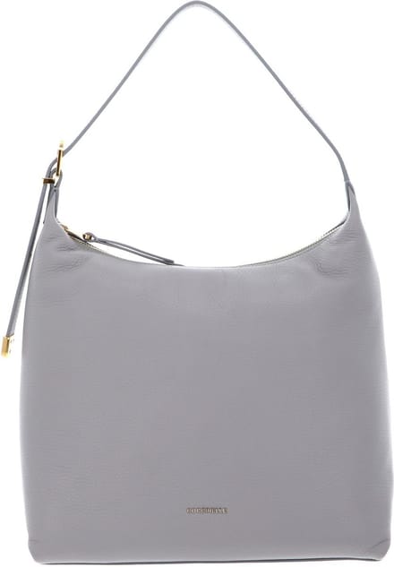 COCCINELLE Leren Schoudertas Coccinelle Gleen Handbag Grained Leather Light Grey Lichtgrijs