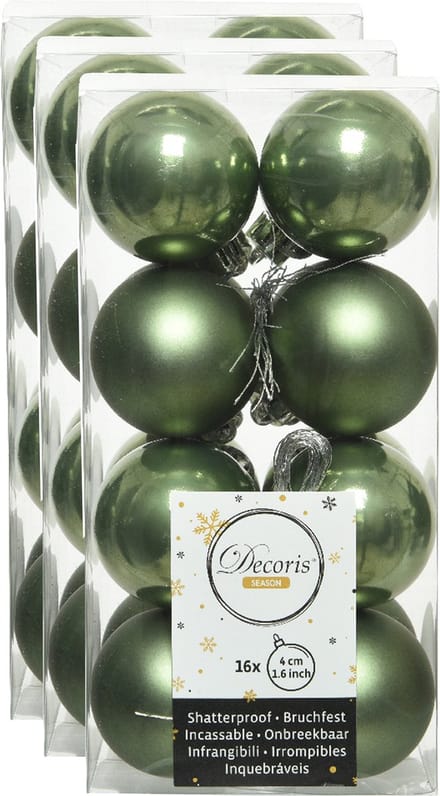 Decoris kleine kerstballen - 48x st - mosgroen - 4 cm - kunststof - kerstversiering