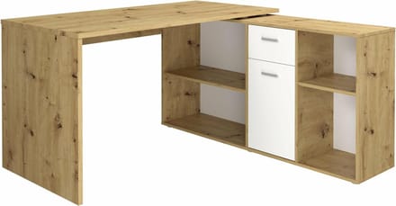 Bureau Apollo Wit - Artisan Eiken - 135,7x135,7cm - Hoekbureau - Met opbergruimte - Hoogte 74.2 cm