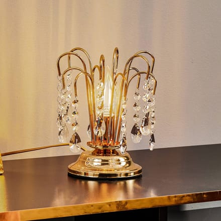 ONLI Tafellamp Pioggia met kristallen regen, 26 cm, goud