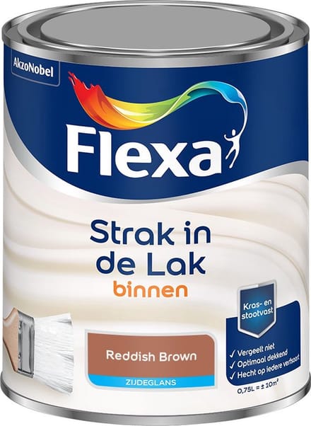 Flexa - Strak In De Lak Binnenlak Zijdeglans - Reddish Brown - Mengverf - 750 Ml
