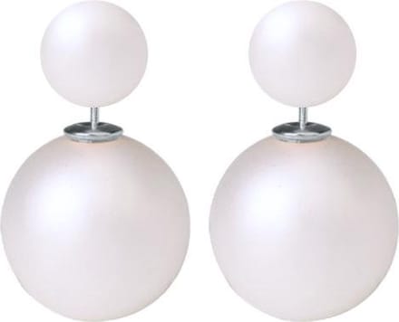 Fako Bijoux® - Oorbellen - Double Dots - Parel - Melkwit