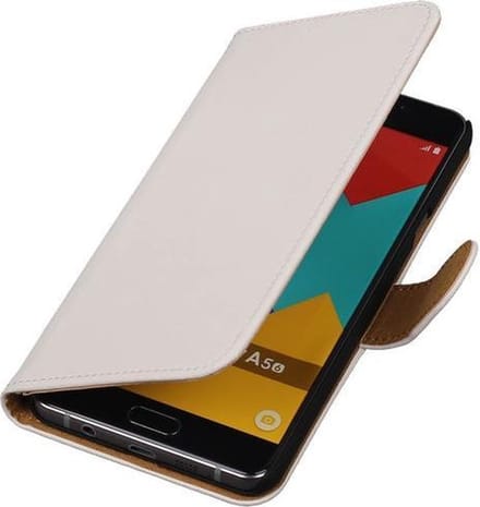 Wit Effen Booktype Samsung Galaxy A5 2016 Wallet Cover Hoesje