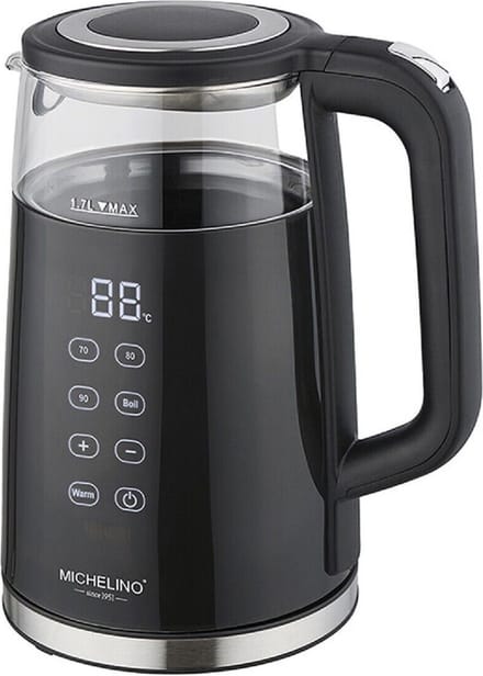 Michelino Digitale waterkoker 1,7L - Touchscreen zijkant - 2200W - Zwart