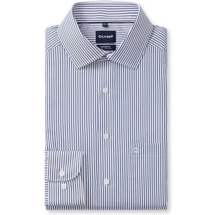 OLYMP Luxor comfort fit overhemd - popeline - marine blauw gestreept - Strijkvrij - Boordmaat: 47 (EU maat: 3XL)