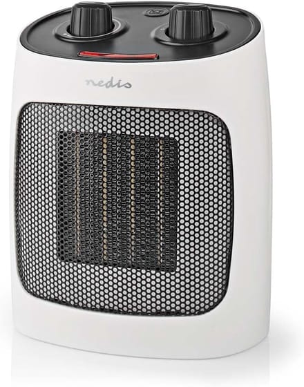 Keramische Ventilator - Compacte Kachel - Snelle Verwarming - Instelbare Thermostaat - 20 x 14.5 x 25 cm - Wit