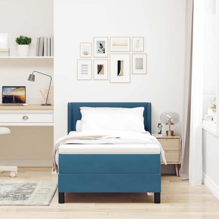 vidaXL - Boxspring - bed - met - hoofdeinde - Donkerblauw - 190 - x - 90 - cm - Fluweel