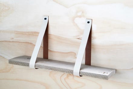 Leren Plankdragers Creme, Set van 2 stuks, 92 x 4 cm. incl bevestigingsmateriaal, exclusief plank