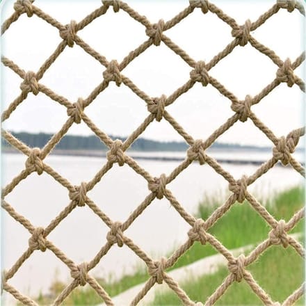 Veiligheidsnet Touw - Beschermnet Huis - Valpreventie Kinderen - Handgeweven Kwaliteit - 1x1 Meter - Natuurlijk