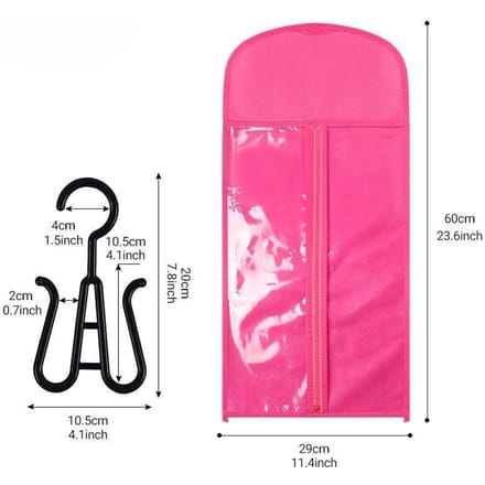 12 STUKS Haarverlenging Houder Pruik Opslag voor Meerdere Pruiken Houder Pruik Tassen Opslag met Hanger Haarverlenging Opslag Pruik Hanger voor Meerdere Pruiken 24inch pink