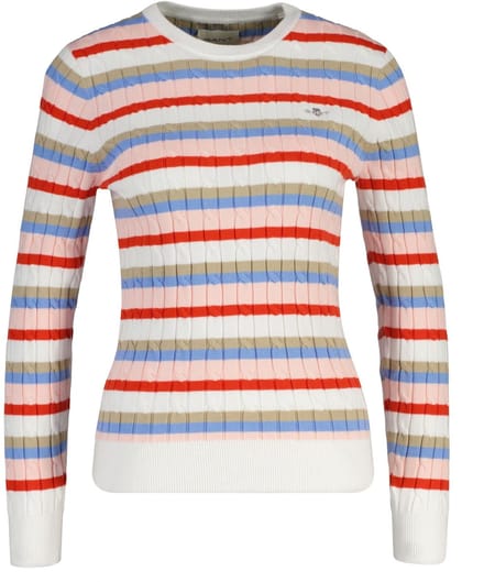 GANT Gebreide trui STRETCH COTTON CABLE STRIPE C-NECK