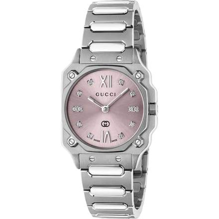 Gucci G-Flat YA166501 Dames Roze Wijzerplaat RVS Horloge 30mm