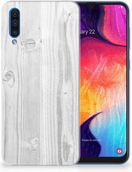Samsung Galaxy A50 Bumper Hoesje White Wood