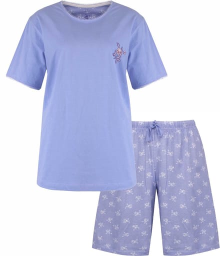 Tenderness Dames Shortama - Pyjama Set - Lavendel Lila - Maat S