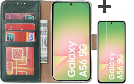 Hoesje met Screenprotector Geschikt voor Samsung Galaxy A56 – Arara bookcase met pasjeshouder - Groen