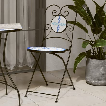 vidaXL - Opklapbare - stoelen - (2 - stuks) - blauw-wit - keramiek