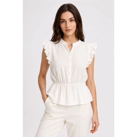 Gestructureerde Jacquard Peplum Blouse