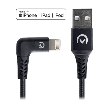 Mobilize Nylon Kabel Lightning 1.5 meter 12W Zwart
