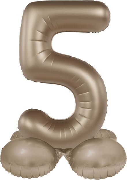 Staande Folieballon Cijfer 5 - Starlight Gold - Satin Gloss - 41 cm