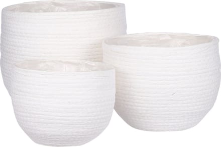 Mica Decorations Jorck Plantenmand - Set van 3 - H24 x Ø26 cm - Off White