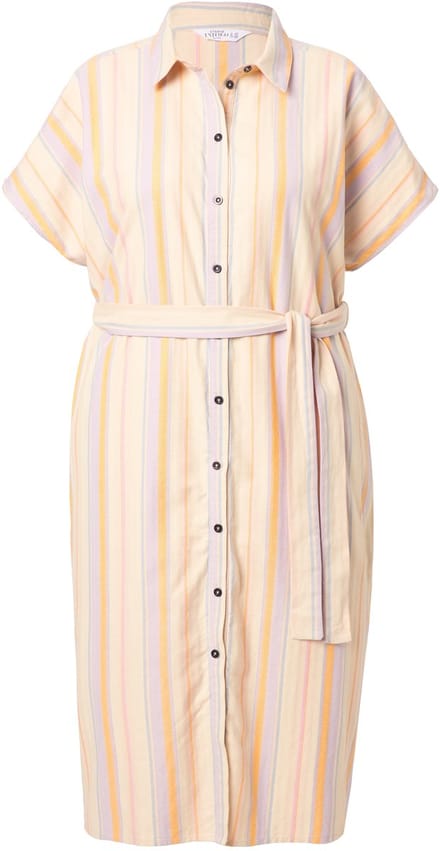 Studio Untold - Dames - Midi-jurk overhemdjurk strepen - Beige - Maat 46+