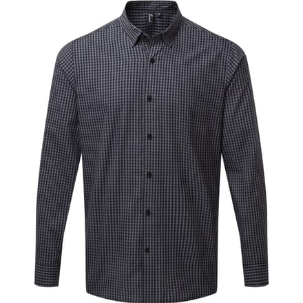 Premier Heren Maxton Check Shirt met lange mouwen (Staal/Zwart)