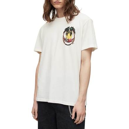 AllSaints Recline Ss Crew Cala White Maat: L | T-shirts met Print Outlet | Heren | Wit