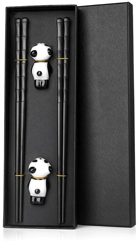 Solidchoice - Set van 2 Herbruikbare Fiberglass Chopsticks met Panda Pillows