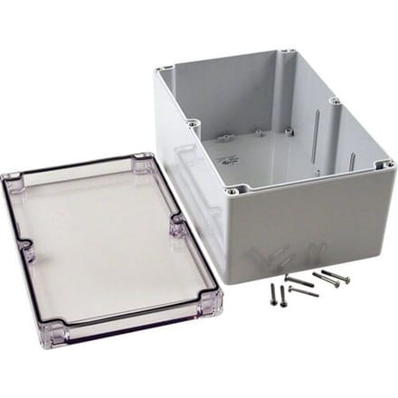 Hammond Electronics 1554VB2GYCL Universele behuizing 240 x 160 x 120 Polycarbonaat Grijs, Helder 1 stuk(s)
