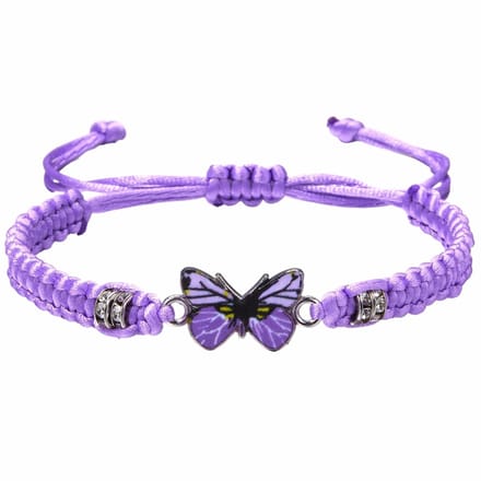 Fako Bijoux - Vlinder Armband - Nylon - 12x18mm - Verstelbaar - 16-23cm - Paars