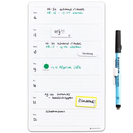 GreenStory - Sticky Whiteboard - Bureau Agenda weekoverzicht