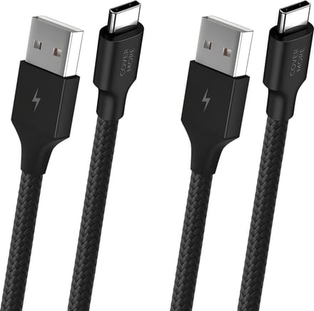 Usb naar usb C kabel - Oplader - Usb C kabel - Oplaadkabel voor smartphone en tablet - 2 stuks - 1m - Stevig - Zwart