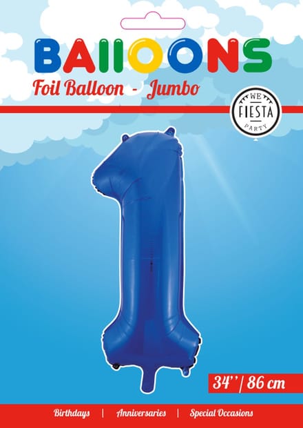 Folieballon 34" nmr. 1 - Blauw