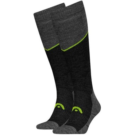 HEAD Skisokken Kneehigh - 2 paar - Grey Melange / Lime - Maat 35/38