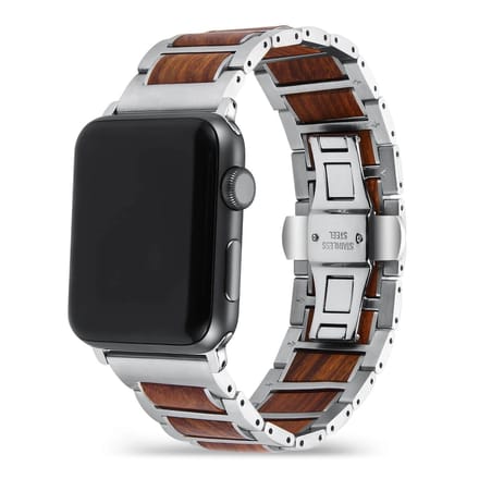 Apple Watch-bandje - walnotenhout en staal 38-41 mm