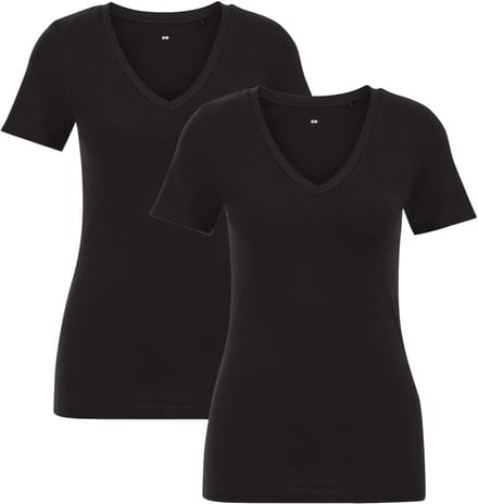 WE Fashion Dames T-shirt met V-hals, 2-pack