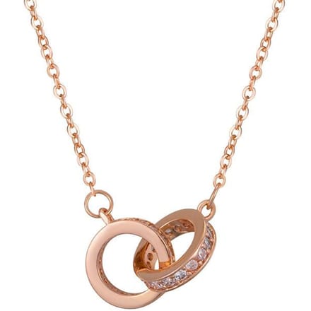Dubbele Ring Ketting Dames Niche Design Mode Persoonlijkheid Wilde Sleutelbeenketting beige