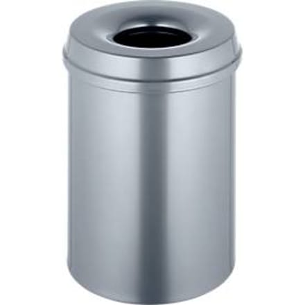 Afvalverzamelaar 15 l zelfblussend, romp zilver/deksel zilver