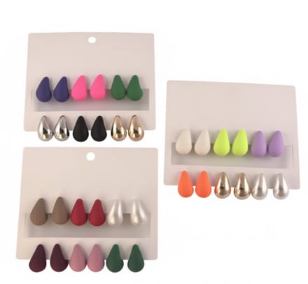 Set van 18 druppelvormige oorbellen voor dames in diverse kleuren
