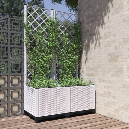 vidaXL - Plantenbak - met - latwerk - 80x40x136 - cm - polypropeen - wit