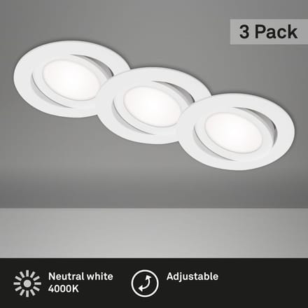 BRILONER LED Inbouwspot set 7114 Ø 106 mm wit, 3 stuks
